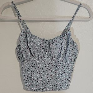 Light Blue mini flower crop top